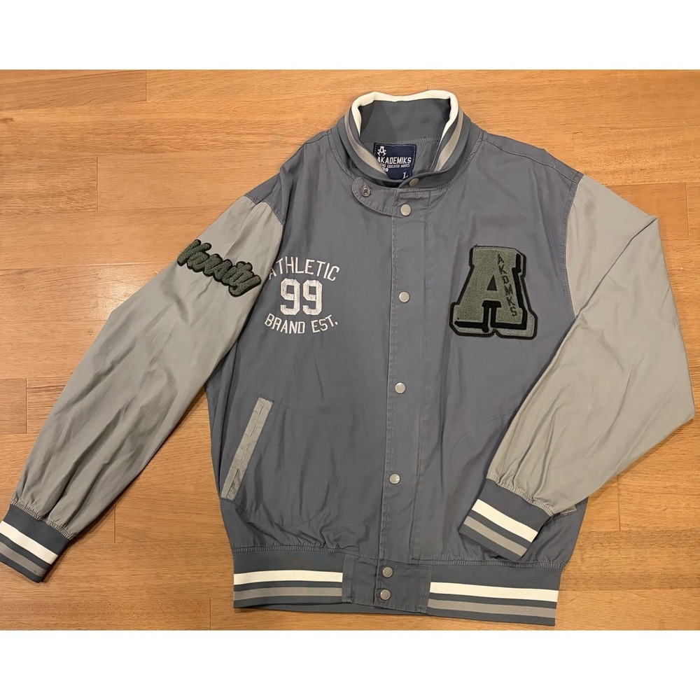 Akademiks Varsity Spring Jacket Y2K Embroidered Patches Full Zip Hip Hop Large
